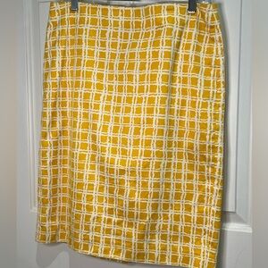 Talbots yellow & white pencil skirt windowpane pattern spring and summer size 10